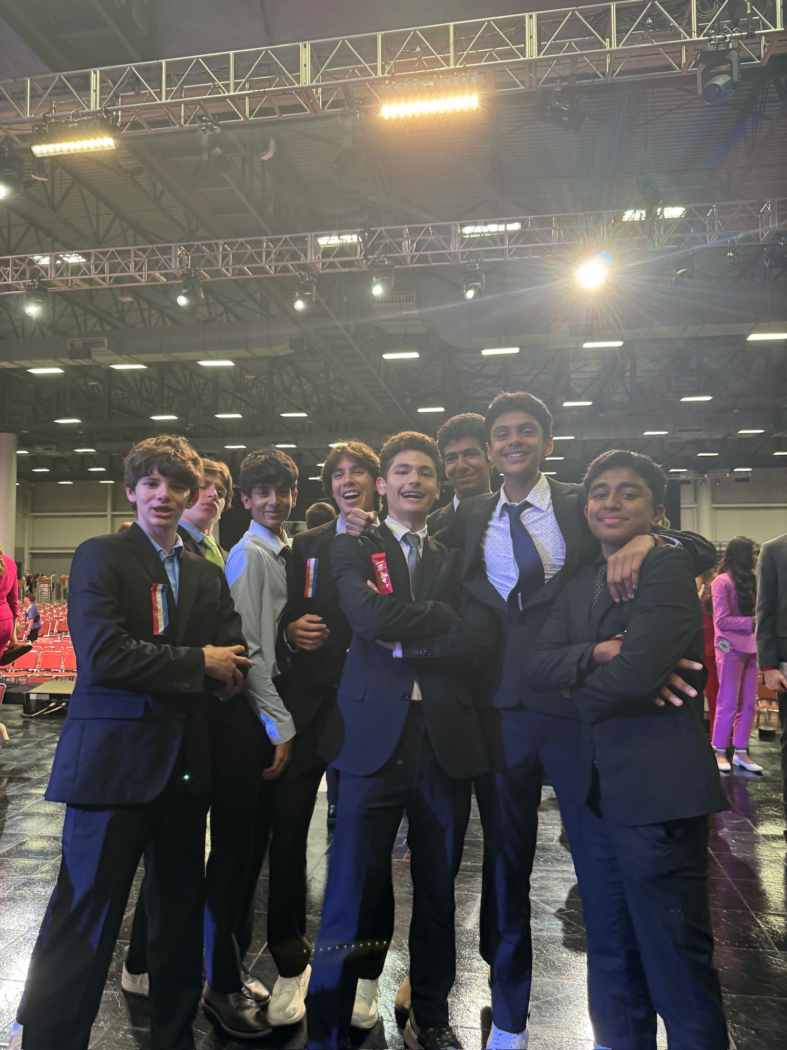 Debate team celebrating victory at tournament